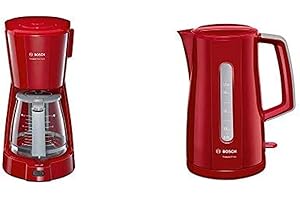 Bosch TKA3A034 Kaffee-Automat Compact Class, Frühstückset, rot & TWK3A014 Wasserkocher Compact Class, Frühstücksset, 2400 Wat