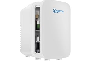 WANNYTON Mini lodówka 4 l, mała przenośna lodówka, lodówka na kosmetyki, urocza lodówka, funkcja chłodzenia lub grzania, do biura, sypialni, samochodu, podróży, 220/12 V, biała, 24,5 x 18,5 x 27 cm