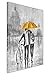 Produktbild Leinwand-Kunst Schwarz und Weiß Liebespaar mit Fahrrad und blauem Regenschirm gerahmt, gelb, 03- A2 - 24" X 16" (60cm X 40cm)