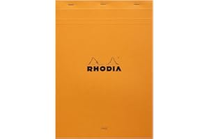 RHODIA 18600C - Stapled Notepad N°18 Orange - A4 - Lined - 80 Detachable Sheets - White Clairefontaine Paper 80 g/m - Soft, Resistant and Waterproof Coated Card Cover - Basics