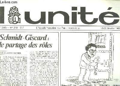 L'Unité N°370 : SCHMIDT ET GISCARD/ LE PARTAGE DES ROLES PAR ESTIER - IRAN / LA PRISE DU POUVOIR PAR BANISADR - ERYTHREE / LA LOGIQUE REVOLUTIONNAIRE A PIED D'OEUVRE - PC / Y A-T-IL UN INTELLECTUEL DANS LA SALLE - IMMOBILIER / LA NEIGE S'ENVOLE francais L'Unité N°370 : SCHMIDT ET GISCARD/ LE PARTAGE DES ROLES PAR ESTIER - IRAN / LA PRISE DU POUVOIR PAR BANISADR - ERYTHREE / LA LOGIQUE REVOLUTIONNAIRE A PIED D'OEUVRE - PC / Y A-T-IL UN INTELLECTUEL DANS LA SALLE - IMMOBILIER / LA NEIGE S'ENVOLE francais