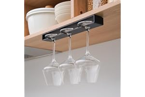 Aiareozy 2 Pezzi Portabicchieri Sospeso, Porta Bicchieri da Vino, Porta Calici Sottopensile, Portabicchieri Appendere, Scolabicchieri Portabicchieri, Per Cucina, Bar, Ristorante (Nero)