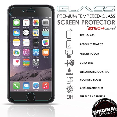 TECHGEARÂ® Apple iPhone 6, iPhone 6s (4.7 Inch) GLASS Edition Genuine Tempered Glass Screen Protector Guard Cover [100% 3D Touch Compatible]
