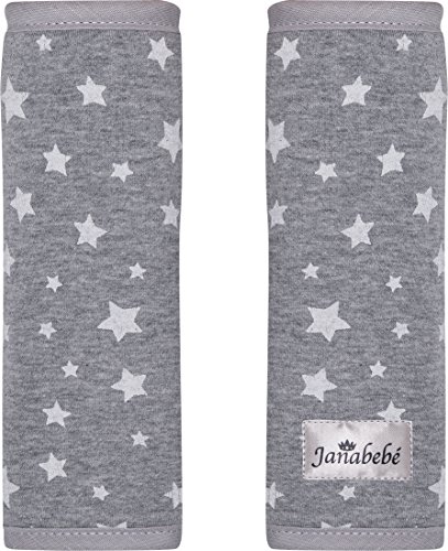 Gurtpolster Gurtpolster Set – universal für Babyschale, Buggy, Kinderwagen, Autositz (z.B. Maxi Cosi City SPS, Cabrio, Cybex Aton usw.)Janabebe® White Star - 2