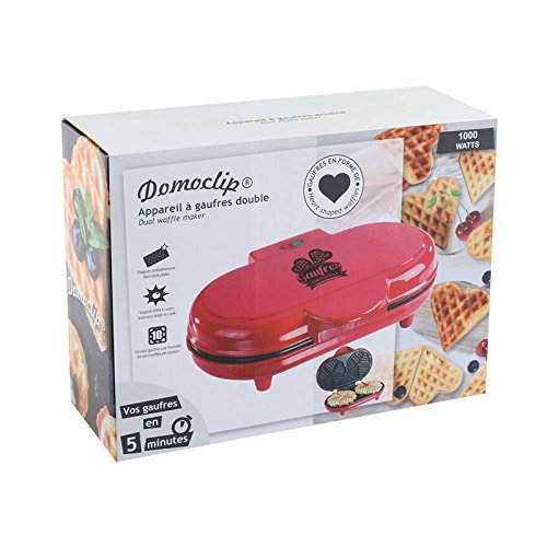 Doppel-Waffeleisen für Herz-Waffeln (Waffelautomat, Herzform, Antihaft-Beschichtung, starke 1000 Watt, rot) - 5