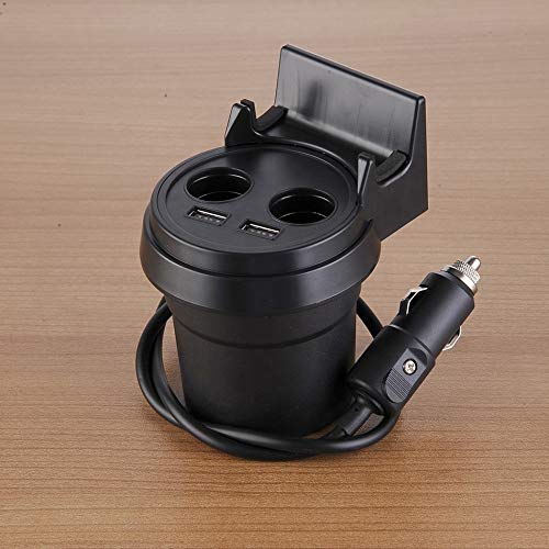 Techmax® Soporte de coche para encendedor de cigarrillos, enchufe divisor - 2 puertos USB y 2 encendedor de cigarrillos enchufes de carga coche taza cargador encendedor de cigarrillos