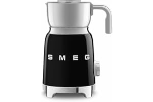 Smeg, Mousseur à Lait Multifonction MFF11BLEU, avec Système à Induction, 6 Programmes Prédéfinis, une Fonction Manuelle, Carafe Amovible 600 ml, Bouchon Doseur, Range Cordon Intégré, 500 W, Noir