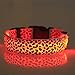 Produktbild Evtech (tm) Leopard-Druck Nachtsicherheit führen Collar Hundekatze-Haustier Halsband verstellbar mit grellem Licht-up orange - S