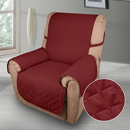 KINLO® Sofahusse 1 Sitzer 177×56 Weinrot sofa überwurf 100% Baumwolle Füllung sehr weich Sofa Abdeckung Top Qualität Sesselauflage aus Polster Material Umweltschutz schonbezug couch Elastisch 2 Jahren Grantie - 2