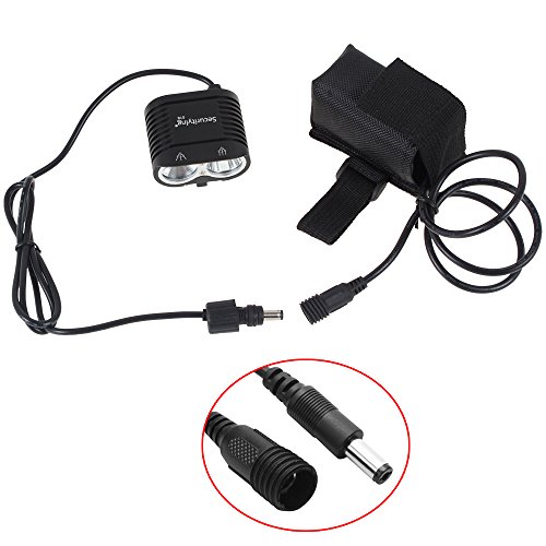 SecurityIng® 1800 Lumen 4 Modi 2X XM-L2 LED Fahrrad Licht Special Design Super Bright Fahrrad-Licht-Lampen LED-Scheinwerfer LED-Scheinwerfer Taschenlampe mit 8.4V 4000mAh Akku & Ladegerät (Black) - 4