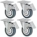 Produktbild eyepower 4er Set Transportrolle Schwerlastrolle mit Anschraubplatte Transportrolle 75mm Lenkrolle 360° drehbar Feststellrolle mit Bremse Nylon Laufrolle in Grau Bremsstützrad