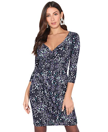 KRISP Robe Portefeuille Aztèque (4273-NVY-10), Bleu Marine, 38