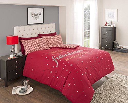 FABULOUS IMAGINATION DUVET SET QUILT COVER PILLOWCASE BEDDING POLY-COTTON 3 SIZES 3 COLOURS (Red, Double)