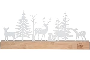UNUS Aufsteller Silhouette Wald Hirsche und Rehe weiß