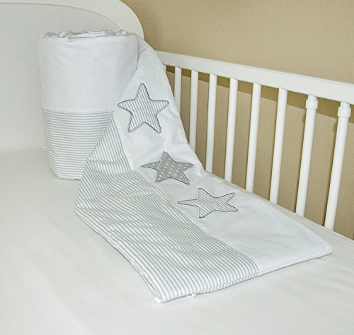 Amilian® Bettumrandung Nest Kopfschutz Nestchen 420x30cm, 360x30cm, 180×30 cm Bettnestchen Baby Kantenschutz Bettausstattung mit Stickerei S01 - 2