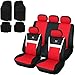 Produktbild WOLTU 7312+7145 Auto Sitzbezug Sitzbezüge Schonbezüge für PKW ohne Seitenairbag, inkL. Fußmatten aus Gummi, Universal Passend, Schwarz/rot