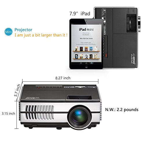 Android Wifi Projector Mini Video LCD Projector 1500 Lumen Portable Home Cinema Projector Airplay Miracast Support HD 1080p HDMI USB VGA AV For iPhone Tablet Laptop DVD Player Games