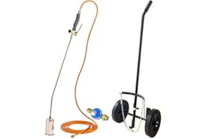 Kemper - Sarchiatrice PRO Tubo da 5 m Bruciatore da 60 mm Accendino a Gas + regolatore di propano Incluso + Carrello con Ruote per la bombola del Gas