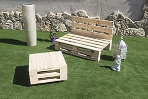 Palets Talavera Conjunto 1x Sofa Palet 120cm x 80cm 1x Mesa 80cm x 48cm Lijado Y Cepillado -Interior/Exterior Nuevo-Natural