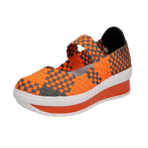 Zapatillas Sin Cordones para Mujer Mary Jane Zapatillas Planas Zapatillas Ligeras Confort para Caminar Confeccionadas En Tejido Naranja 38 EU