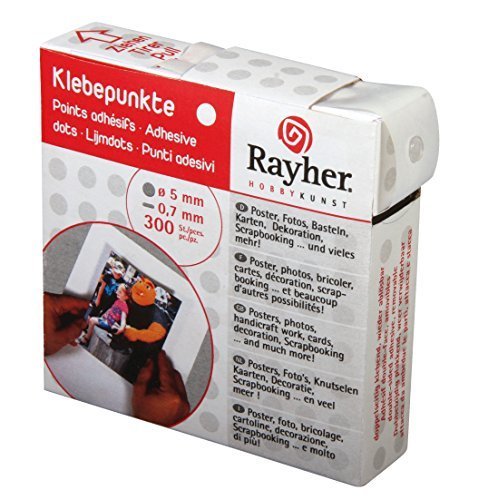 RAYHER 30056000 Klebepunkte, 5 mm Durchmesser, 0,7 mm, Rolle 300 Stück