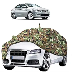 AutoPrime Hyundai Fluidic Verna WaterResistant Car Cover All Weather Windproof UV Protection Outdoor with Mirror Pocket & Anteena Pocket (Multicolor,Anteena Pocket)