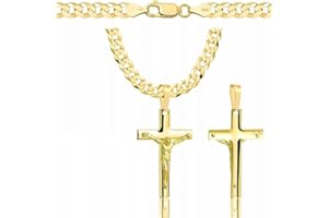 AMAR Amor Luxury złoty łańcuszek męski z krzyżykiem 585 - łańcuszek z krzyżykiem męski złoty 585 lity - 5 mm 50 cm - złoty łańcuszek z krzyżykiem - naszyjnik męski