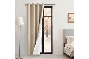 ‎MIULEE MIULEE Vorhänge Doppellagige Thermovorhang Gegen Kälte und Hitze, 1 Stück Dicker Thermovorhang Kälteschutz Türvorhang, Beige Gardinen Thermo Vorhang Verdunkelung den Wind, Kälteschutzvorhang Winter