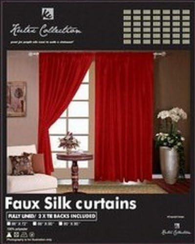 Red / Chilli Pepper 90 x 90 Pair Of Faux Silk Pencil Pleat Tape Top Fully Lined Curtain Width 90" x Drop 90"