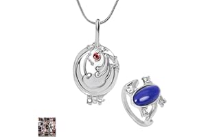 HJYZY 12 piezas The Vampire Diaries Joyería Pegatina Elena Gilbert Apertura Vervain Locket Colgante Collar Elena Zafiro Cristal Daylight Anillo Conjunto de Joyería Cosplay para Fans