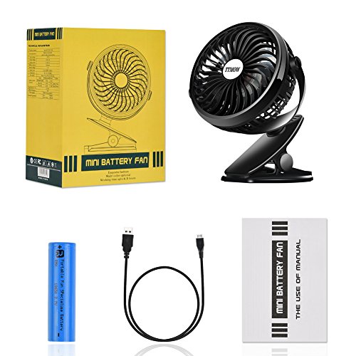 TTMOW USB angetriebener Klipp-Ventilator, beweglicher Schreibtisch-Ventilator, ruhiger Betrieb Kühlventilator für Hauptbüro, mit 1800mah 18650 nachladbare Batterie, Schwarz - 7