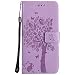Produktbild Leder Hülle für iPhone 7 PLUS,Brieftasche Hülle für iPhone 8 PLUS,iPhone 7 PLUS / iPhone 8 PLUS Hülle Flip Case Wallet,Fanryn Retro Elegant Butterfly Schmetterling Baum Katze Muster Prägung PU Leder Ledercase Schutzhülle Handy Lanyard Strap Flip Tasche Wallet Case Cover Schutzhülle Etui Tasche Handytasche Hülle Standfunktion mit Kartenfächer Silikon Rückseite Cover für Apple iPhone 7 PLUS / iPhone 8 PLUS - Helles Lila
