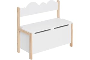 WOLTU Coffre de Rangement 2 en 1 Banc et Coffre à Jouets pour Enfants Banc de rangement avec Dossier 60x25.5x55 cm