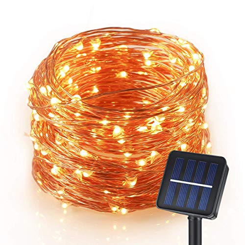 TurnRaise Guirnaldas de Luces Solar Luminosas Cadena Luces Alambre de Cobre 12M 100 LEDs Para Navidad Interior y Exterior Jardín