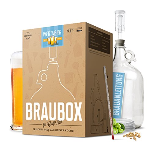 BRAUBOX "WEIZENBIER" | Bierbrauset zum Bier selber brauen in Deiner Küche | Frische Zutaten, keine Extrakte | Wiederverwendbar | Perfektes Starter-Set