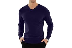 KUYIGO Uomo Maglione con Scollo a V Slim Knit Casual Manica Lunga Pullover Morbido Caldo Top S-XXL