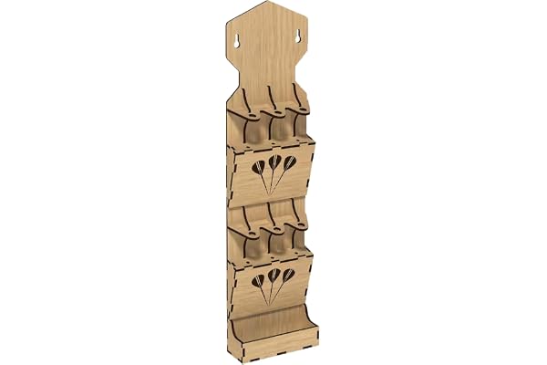 Support de fléchettes mural, organisateur de fléchettes à 6 trous en bois avec étui de rangement, présentoir de fléchettes pour l'affichage à domicile des amateurs de fléchettes