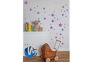 WALLDESTICKER 55 Mixed size Stars Wall Stickers Kid Decal Art Nursery Bedroom Vinyl Decoration (Purple)
