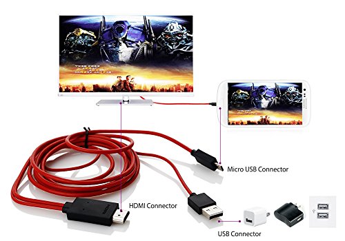 Lenuo 2M MHL USB to HDMI HD TV Kabel 200cm MHL Micro USB auf HDMI 1080P HDTV Adapter Kabel für Samsung Galaxy S4 S3/SIII/i9300, Note2/N7100 für HD Filme, Fotos, Präsentation oder Musik-rot - 5
