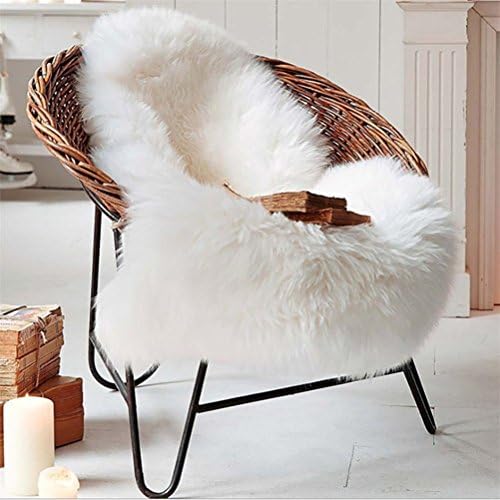 Faux Fur Sheepskin Style Rug 75 x 120 cm Faux Fleece Chair Cover Seat Pad Anti-Skid Yoga Carpet for Living Room Bedroom Sofa Floor