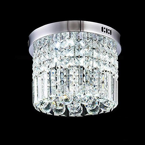 Modern Elegant LED Ceiling Lights Round / Cylinder Sparkle Crystal and Stainless Steel Ceiling Lamp Chrome Plated Lighting Fixture for Hallways, Study Room/Office, Dining Room, Bedroom, Living Room,Ø30*H26cm