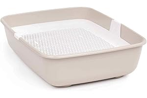 4BIG.FUN Kuweta dla kota z sitkiem do czyszczenia, żwirek dla kota, kuweta dla kota, duża, beżowa