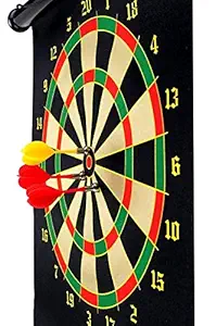 WIDERZONE Double Sided Portable Dart Board Game Round Metal Wiring Steel Tip with 4 Metal Darts for Adults (15 inch)