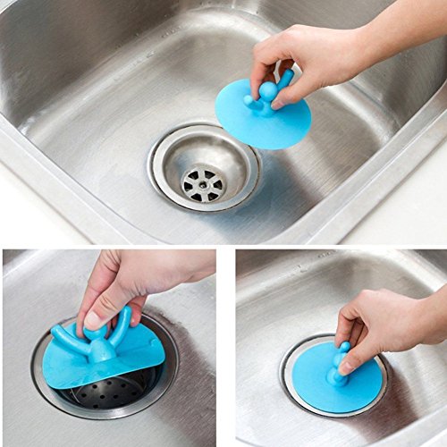 tankerstreet Badewanne Abfluss Stöpsel Dusche Badewanne, Badezimmer Badewanne Dusche Waschbecken Ablaufstopfen auf, Stop Blätter, Waschbecken Badewanne Drain Stopper Gummi Silikon, Dusche Abdeckung für Ablauf Bad Küche Waschraum Badezimmer (blau) - 3
