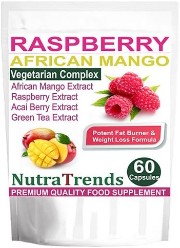 Raspberry Ketone Extract with African mango, Acai Beri, Strong Slimming Formula 60 Capsules Vegeterian