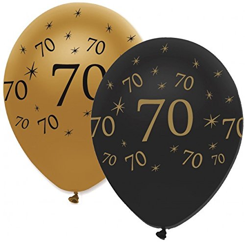 34 Teile Dekorations Set zum 70. Geburtstag oder Jubiläum – Party Deko in Schwarz & Gold - 4