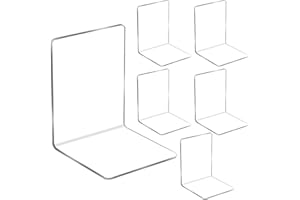 VICBOU 6 Supporti Fermalibri per mensole in acrilico, Fermalibri in Acrilico Trasparente, fermalibri trasparenti per scuola, casa, ufficio, biblioteca, organizzazione della scrivania(18.5x12.5x12.5cm)