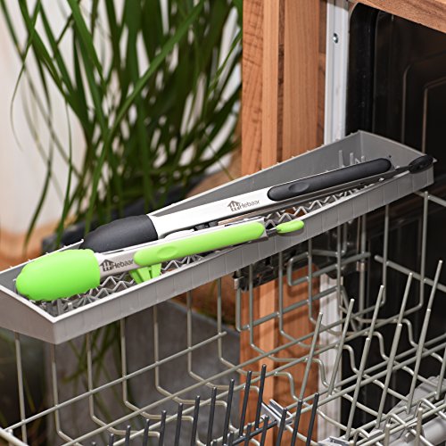 Hebaar – universelle Küchenzange Silikon & Edelstahl rostfrei 2er Set | Grillzange Pfannenwender Bratenwender Nudelzange Fleischzange Kochzange Greifzange Salatbesteck Gebäckzange Grillbesteck Wender - 8