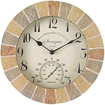 Amazon.de: Außenwanduhr Astbury mit Thermometer 30cm wetterfeste Wanduhr