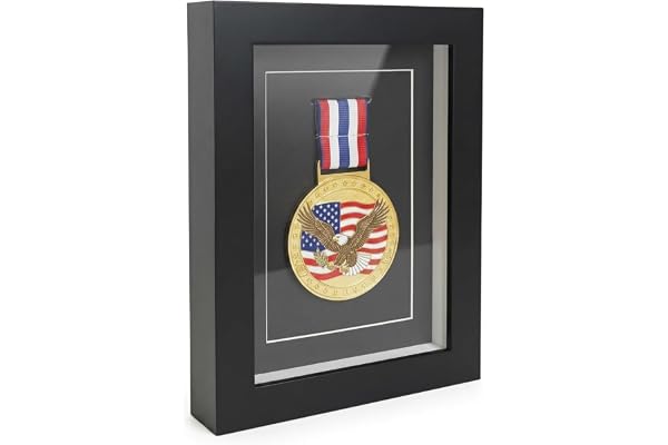 15 x 20 cm (6 x 8 tum) enstaka medaljvisningsfodral i svart furu, visningsram med glasfront, medaljskuggbox för bord eller vägg